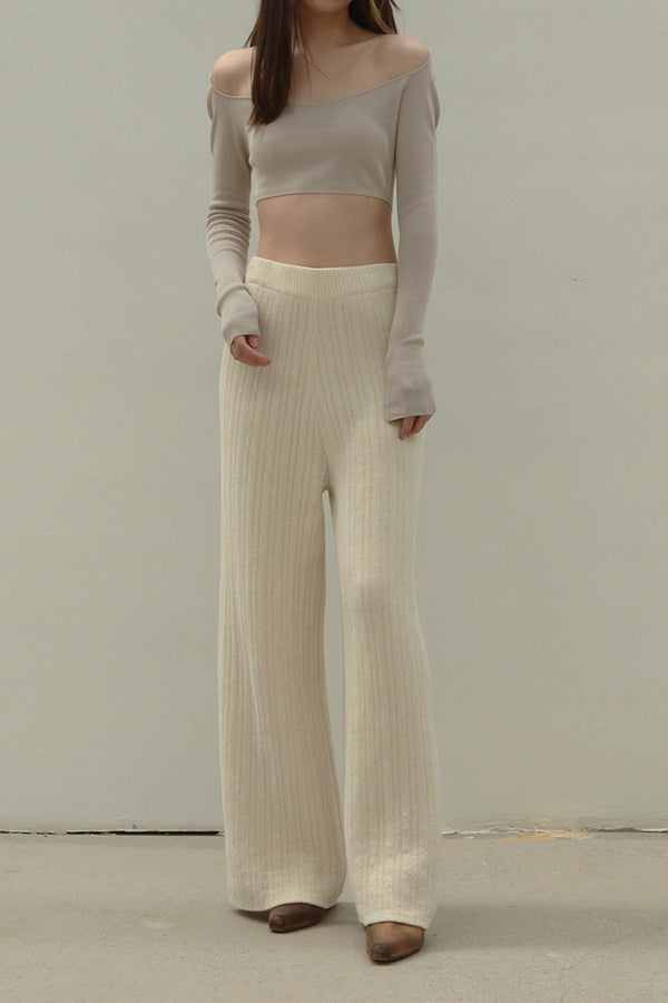 SWAYING/KNIT silk chenille straight-leg pants SW211XZ27